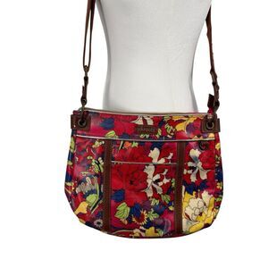 Sakroots Crossbody Purse Red Floral Boho Peace Flower Multicolor